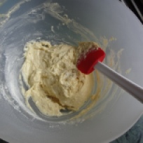 5. Fold in the flour mixture as mentioned in the recipe